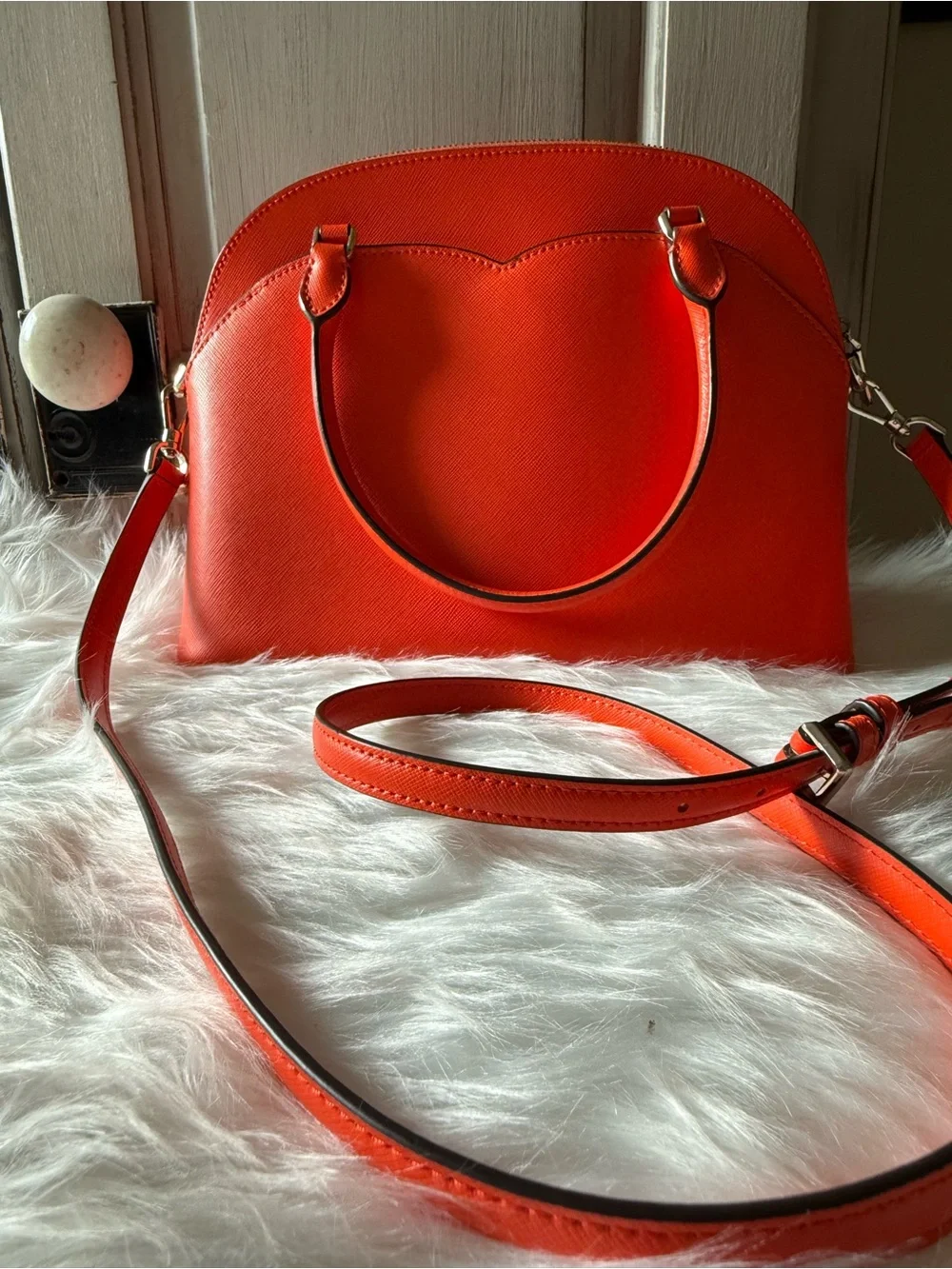 Kate Spade orange saffiano dome satchel